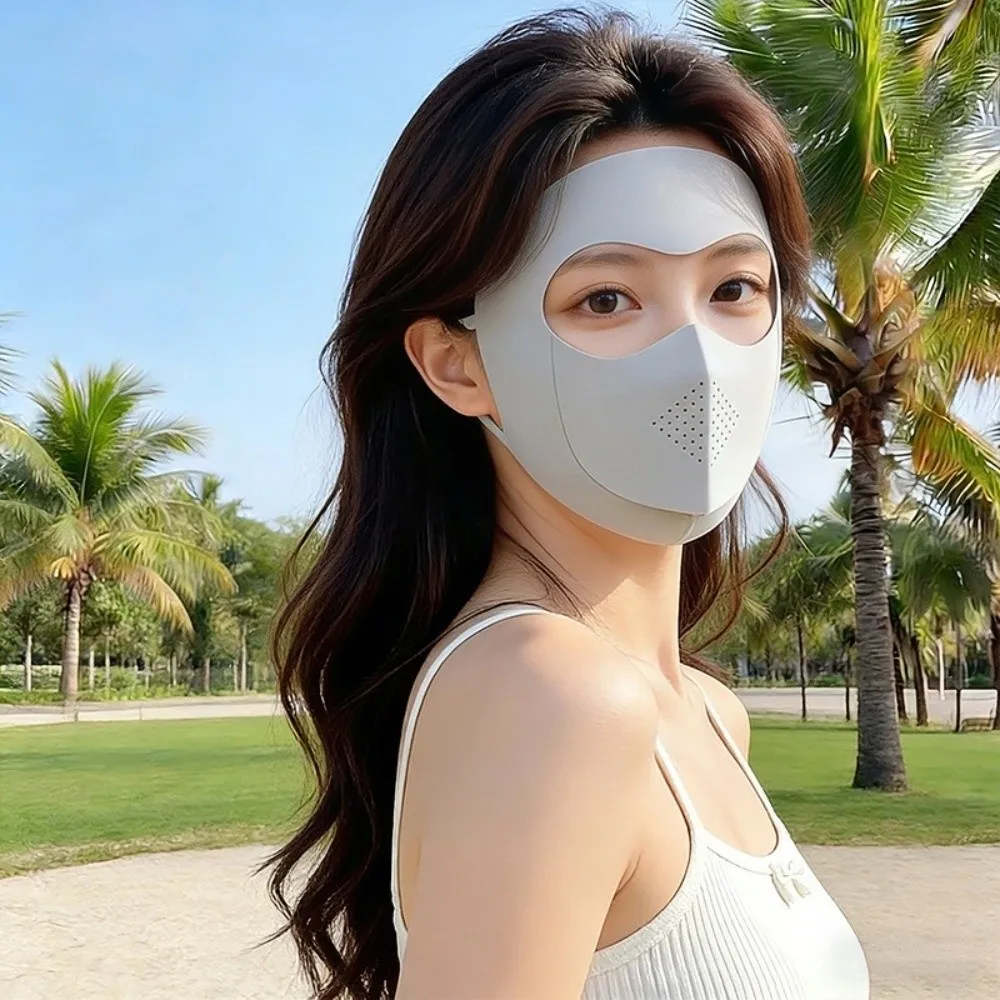 Nylon Sun-protection Mask Soft Lightweight Design UV-resistant Breathable Veil Elegant Cool-feeling Fabric