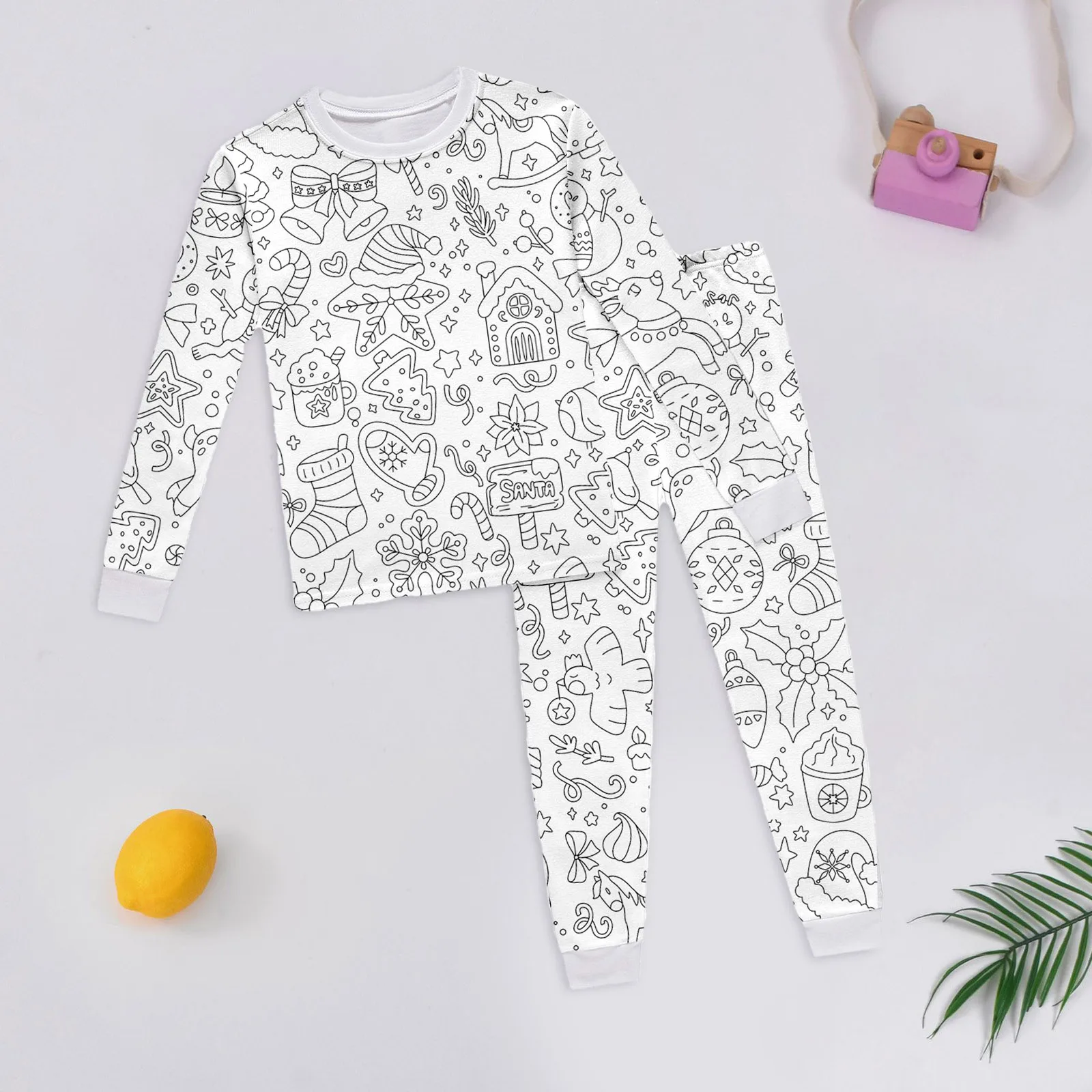 DIY Pajamas Kids Sketch Colorful Pajama Set Kids Art Color Your Own New Pajama Handicraft Toys DIY Crafts Homewear For Baby Girl