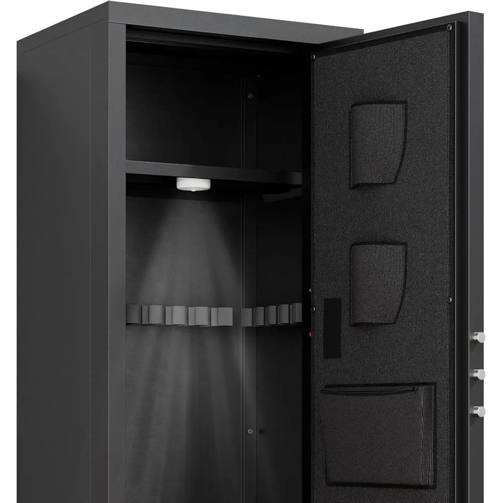 Sturdy 5-8 Gun Security Cabinet with Electronic Password and Alarm System - Large Home Defense Rifle Safe for Quick Access