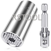 Torque Wrench Universal Sleeve Head Set Magic Socket Sleeve 7-19mm Spanner Key Style Grip Multi Hand Tools Cr-v Sleeve