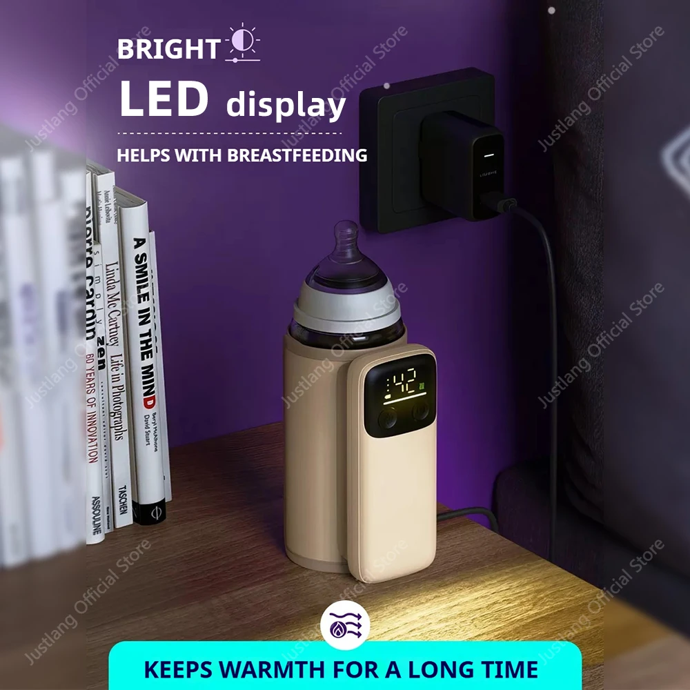 JUSTLANG Rechargeable Baby Bottle Warmer 6 Heat Level Multifunction Breast Milk Warmer Accurate Temperature Control Baby Bottle