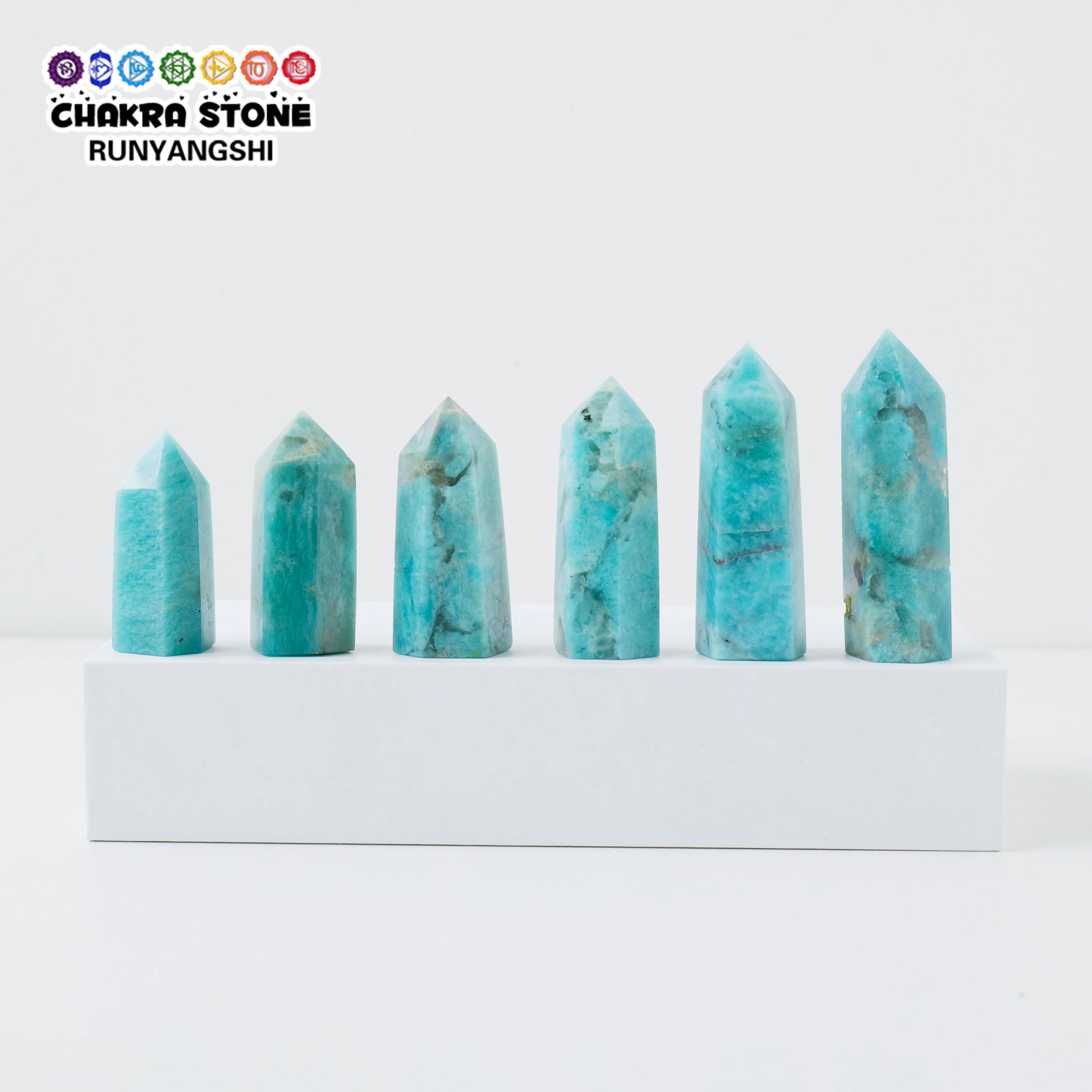 

1pc Natural Crystal Point Amazonite Stone Wand Healing Obelisk Tower Energy Ore Mineral Polished Crafts Home Decoration