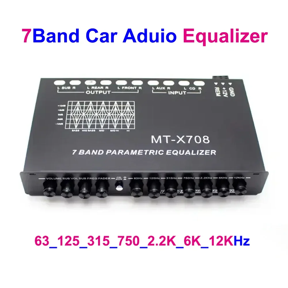 5/7/9 Band Car Equalizer Audio EQ Tuning Crossover Amplifier Parametric Car Preamplifier Audio Equalizer +-12dB