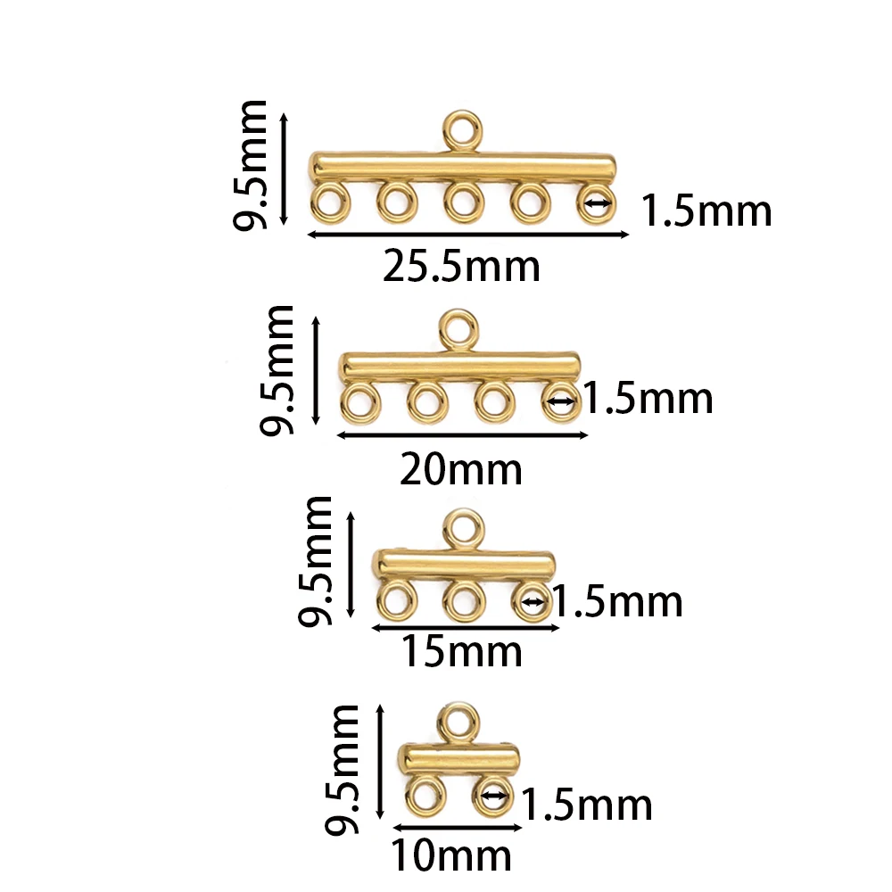 

5pcs/lot Stainless Steel Four Sizes Multihole Pendants Connector Clasps for DIY Necklace Bracelets Jewelry Making Accessories