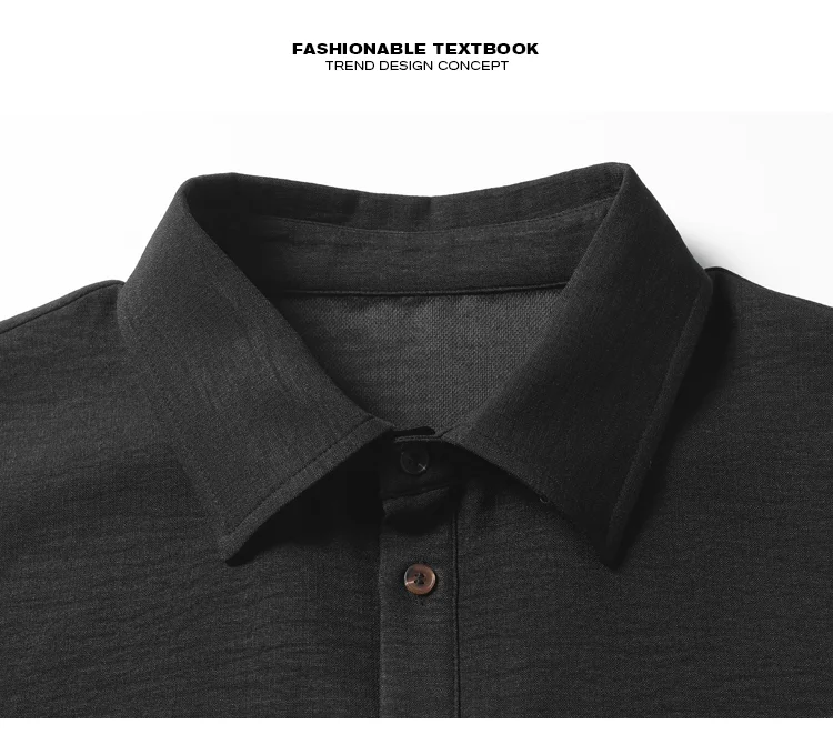 Herren Heather Slub Langarm-Poloshirt mit Reverskragen, teilweiser Knopfleiste und Oversized-Silhouette für den täglichen Gebrauch auf der Straße und auf Reisen. – Detail 3