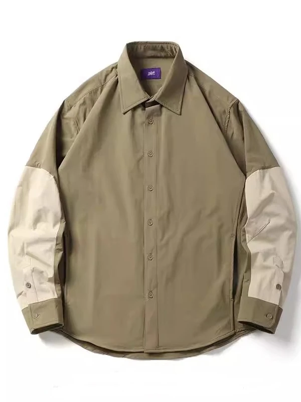 

Retro Japanese Sle Long Sve Workwear irt Men's Functional Multi-ket Color Blo Cotton Jaet Spring Autumn