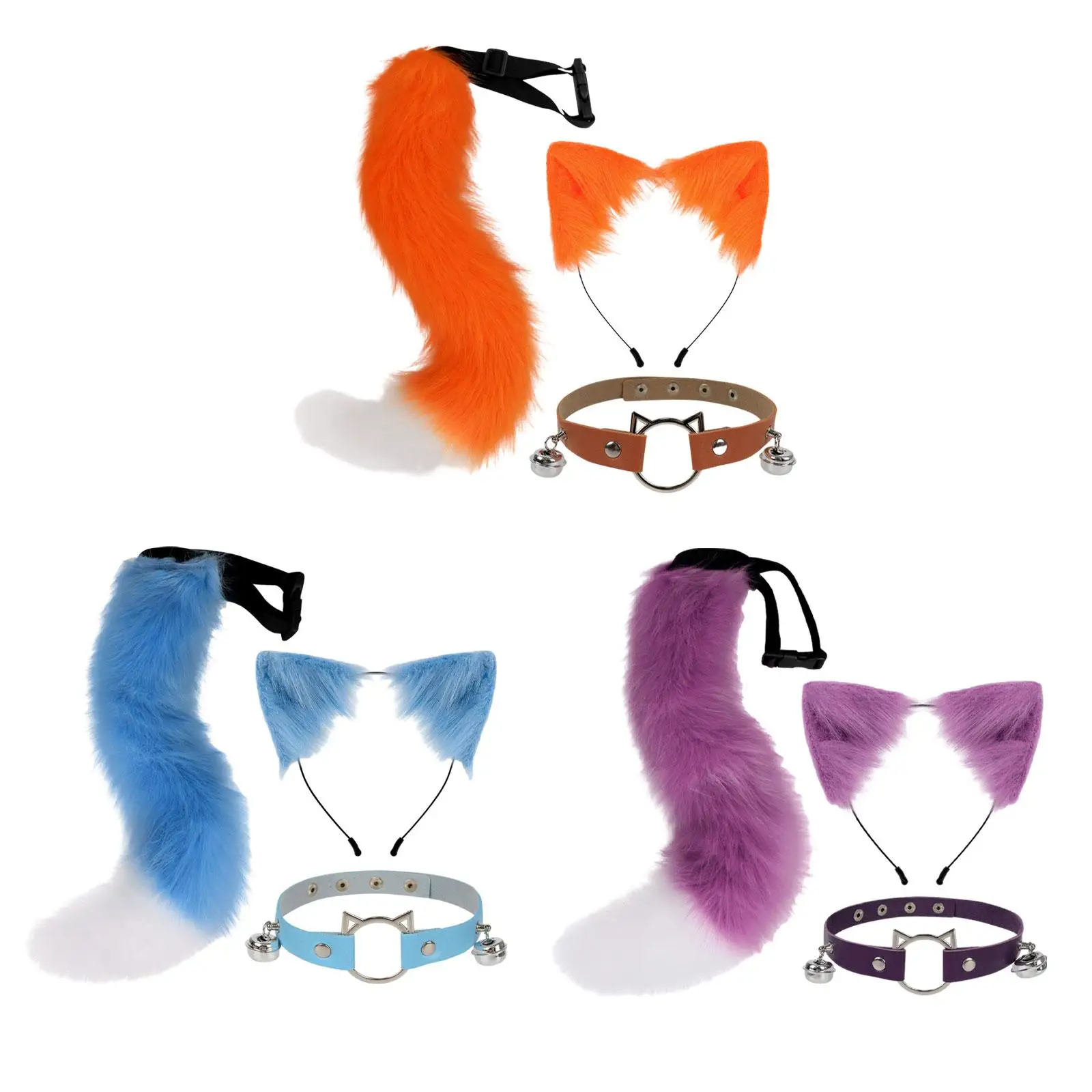Cat Ears and Tail Set Cosplay Cartoon Costume Gift Kids Adults Decoration Cat
