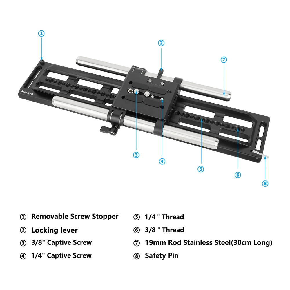 CAMVATE ARRI Standard Dovetail with Bridge Plate+ 19mm Studio Rod Support System + 12inch Rods Camera Shoulder Kits Studio Acces