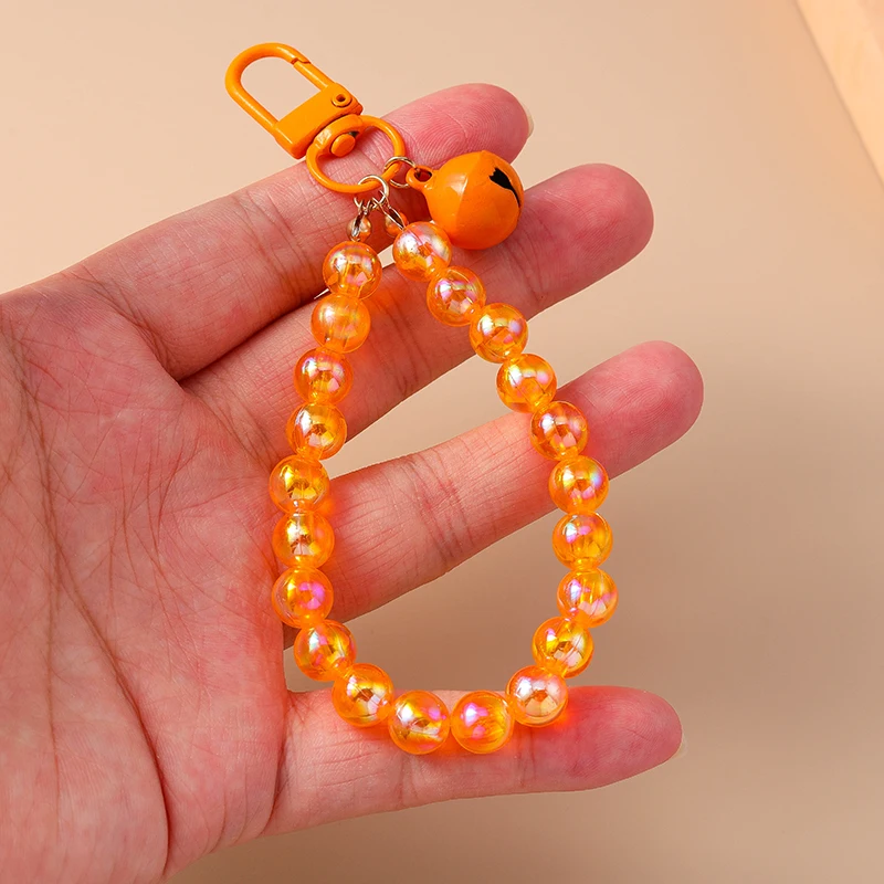 Aihua Bunter Schicker Glas-Popcorn-Ring Glocken-Stern-Perlen-Schlüsselanhänger für Frauen und Mädchen, Handykette, Taschenanhänger, Schlüsselring, Schmuck, Geschenke – Detail 3
