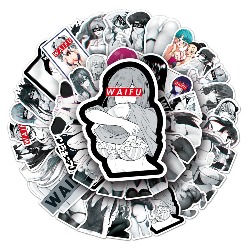 

50 шт., новые черно-белые аниме, персонализированные граффити, креативные наклейки, игрушка, гитара, компьютер, украшение для холодильника, стола