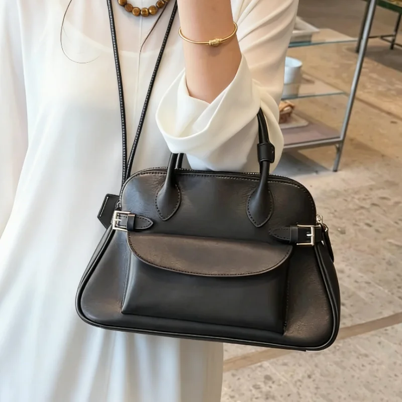 

Брендовая сумка с несколькими карманами, дизайн с пряжкой для ремня, сумка с двумя карманами, большая вместительная сумка на плечо, женская повседневная простая сумка-портфель для поездок на работу