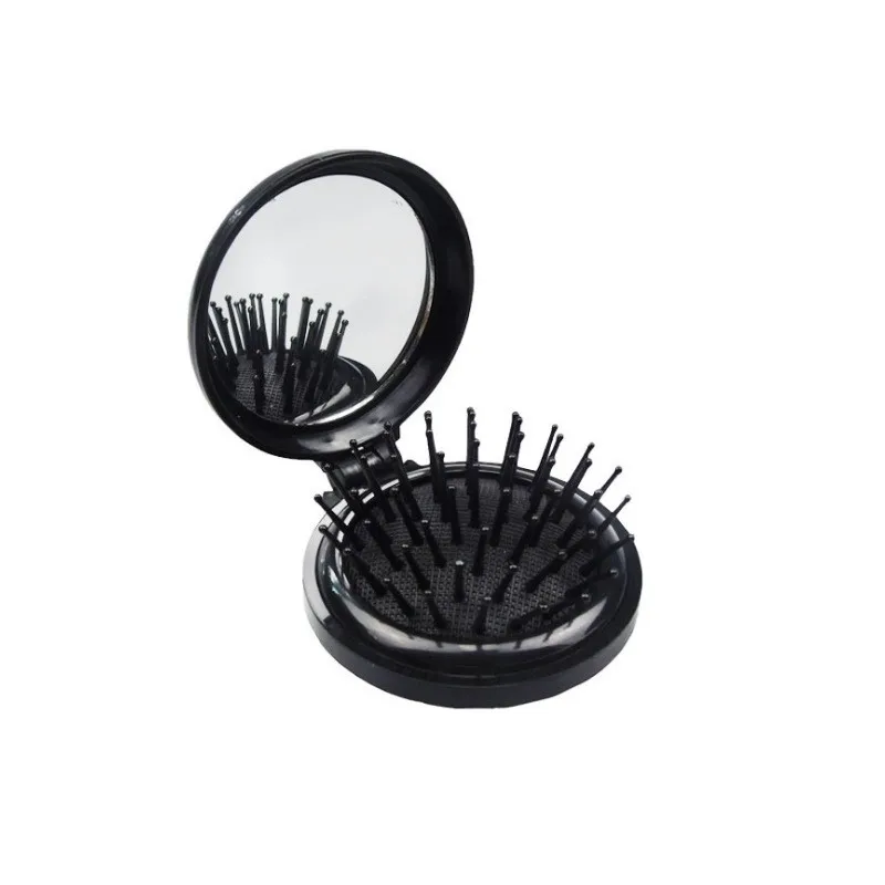 Portable Circular Pocket Comb with Mirror, Hair Styling, Folding Mirror Comb, Plastic Air Cushion Massage Comb, Flip Type Foldin