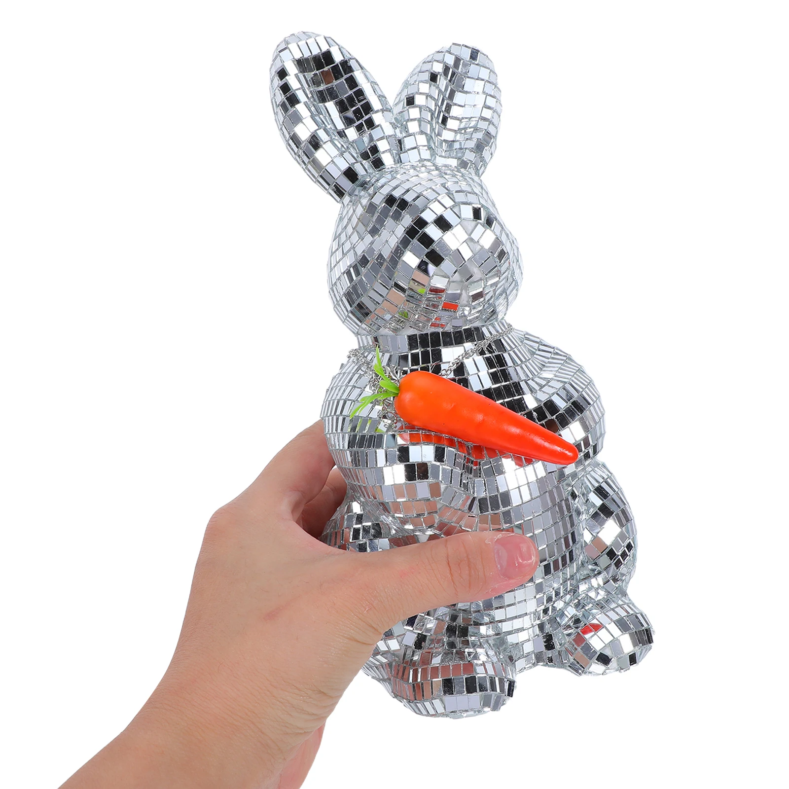 

Decor Mirrored Rabbit Statue Reflective Mosaic Design 70S Party Decoration Easter Table Centerpiece Dance Party