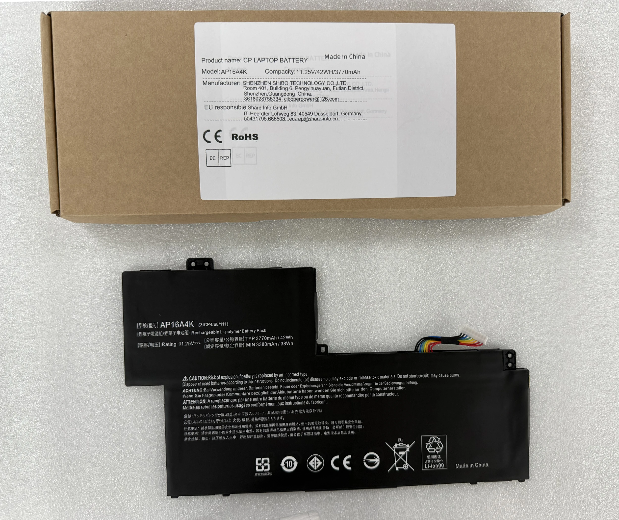 

Аккумулятор для ноутбука AP16A4K для Aspire One Cloudbook 11 AO1-132 серии Swift 1 SF113-31 N17P2 N16Q9, серия 11,25 В/3770 мАч/42WH