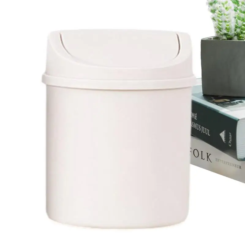 Mini Desktop Bin Small Trash Can Tube With Cover Bedroom Trash Garbage Can Clean Kitchen Storage Box Home Office Desk Dustbin