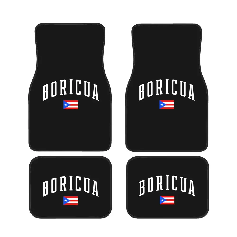 Boricua Puerto Rico Flag Car Waterproof Rubber 4 PCS Car Mats  Car Floor Carpets Rugs Non-Slip Auto Foot Mats Universal Type