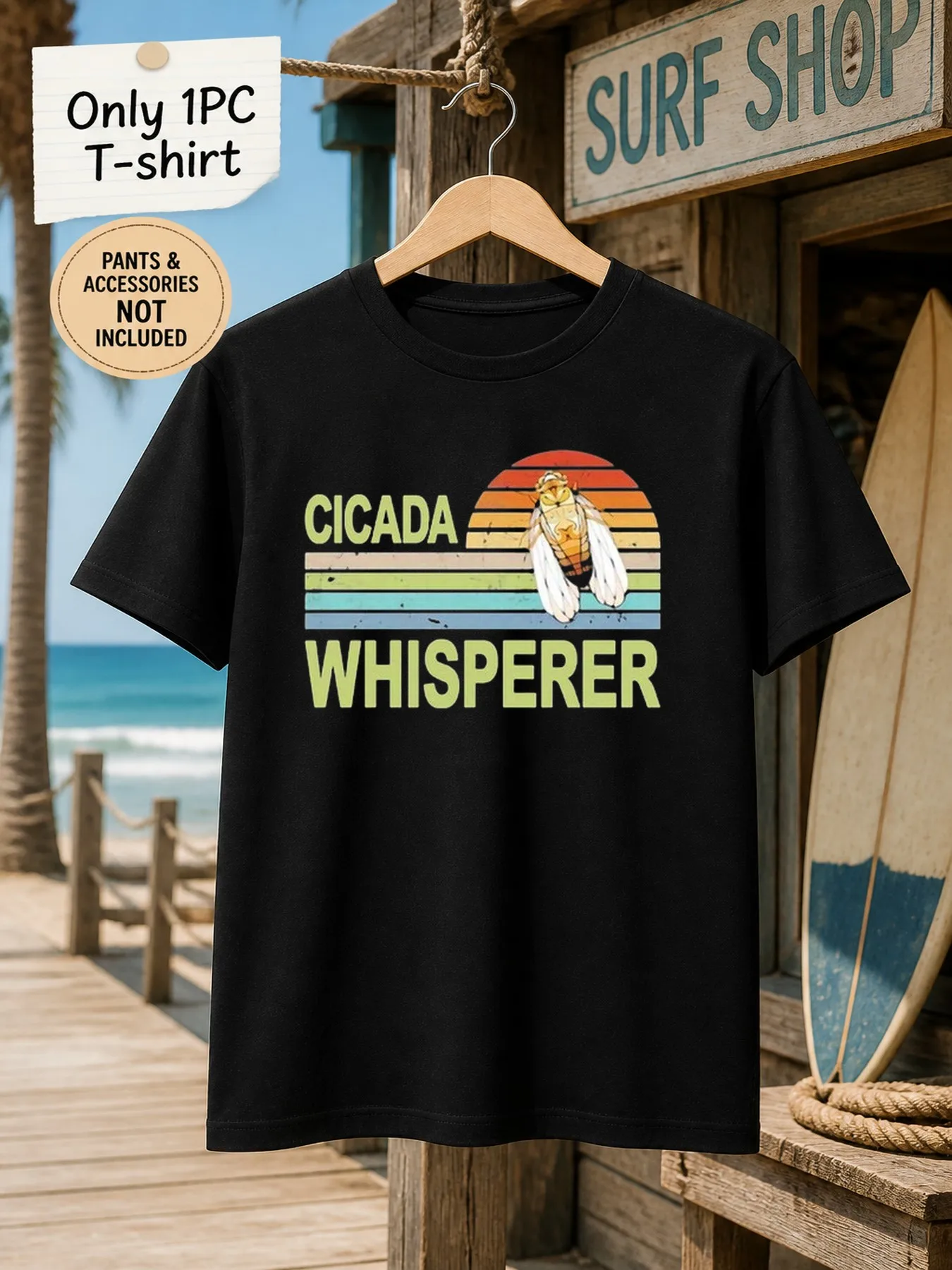 1pc Men'S Graphic T-Shirt Cicada Whisperer Short Sleeve Crew Neck [Solely 1pc T-SHIRT]