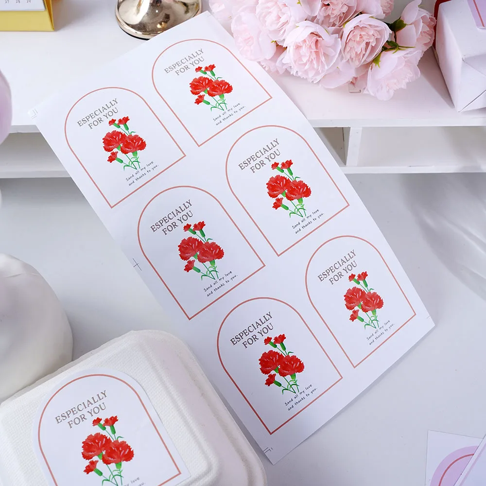 

60 шт./упак. белых наклеек «Специально для вас» с розовыми цветами, декоративные этикетки для открыток ко Дню матери, свадебных подарков и сувениров для вечеринок