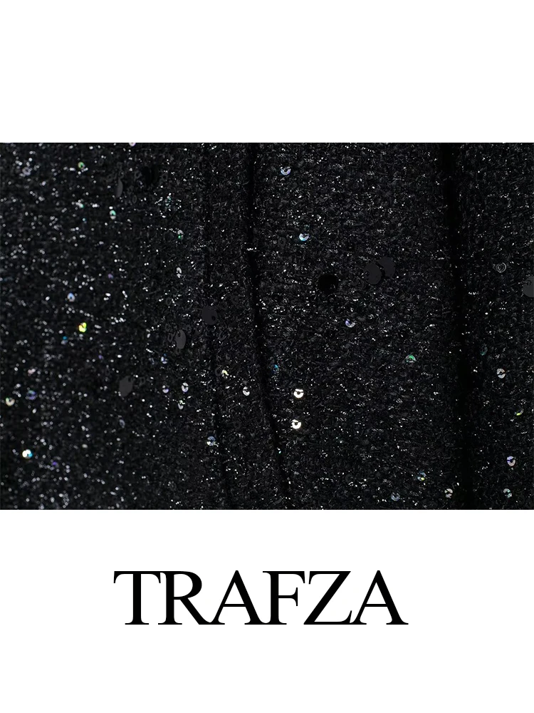 Trafza-女性用長袖ブレザー,ラウンドカラー,カジュアルジャケット,エレガントなヴィンテージポケットコート,ファッショナブル