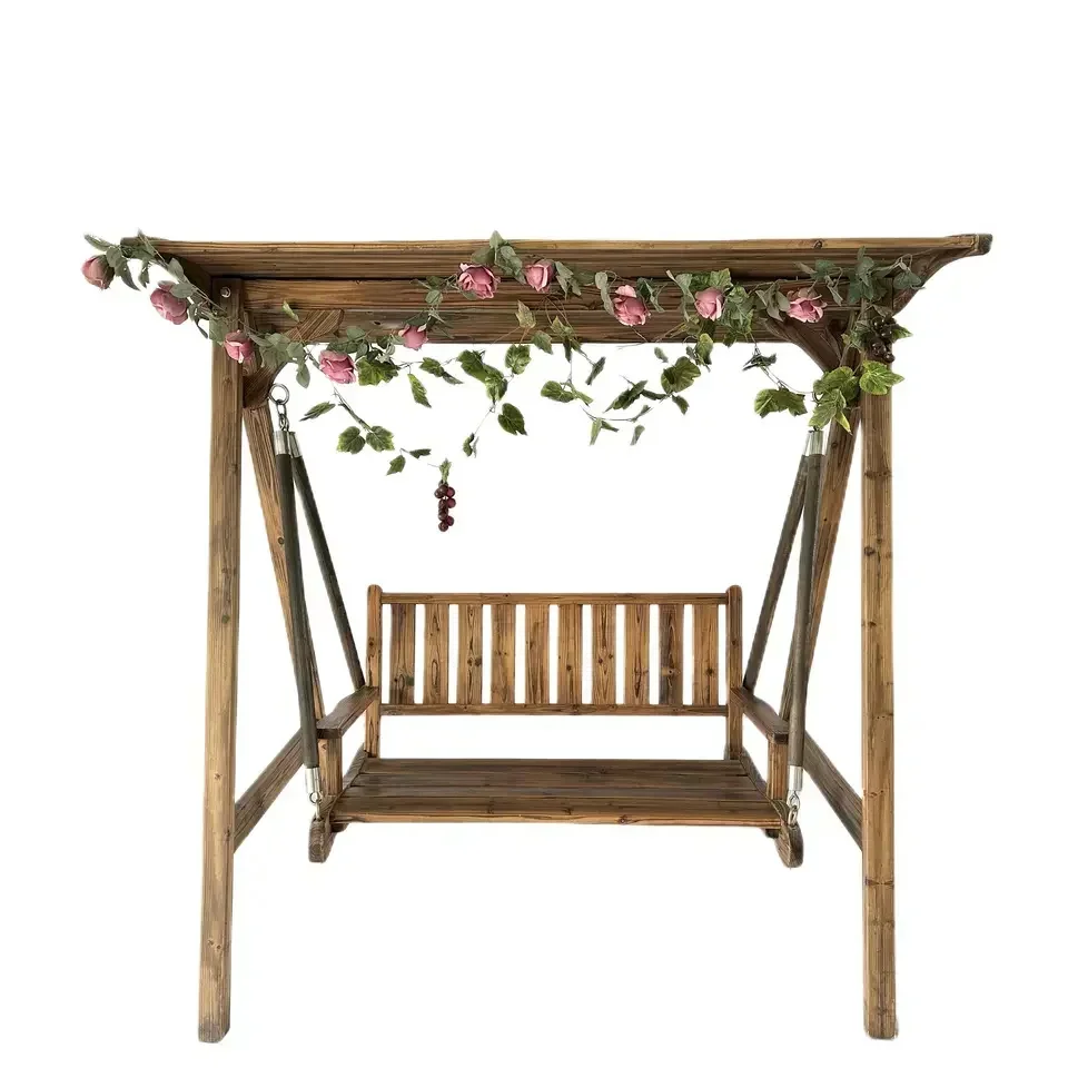 Wooden pergola swing outdoor garden fir