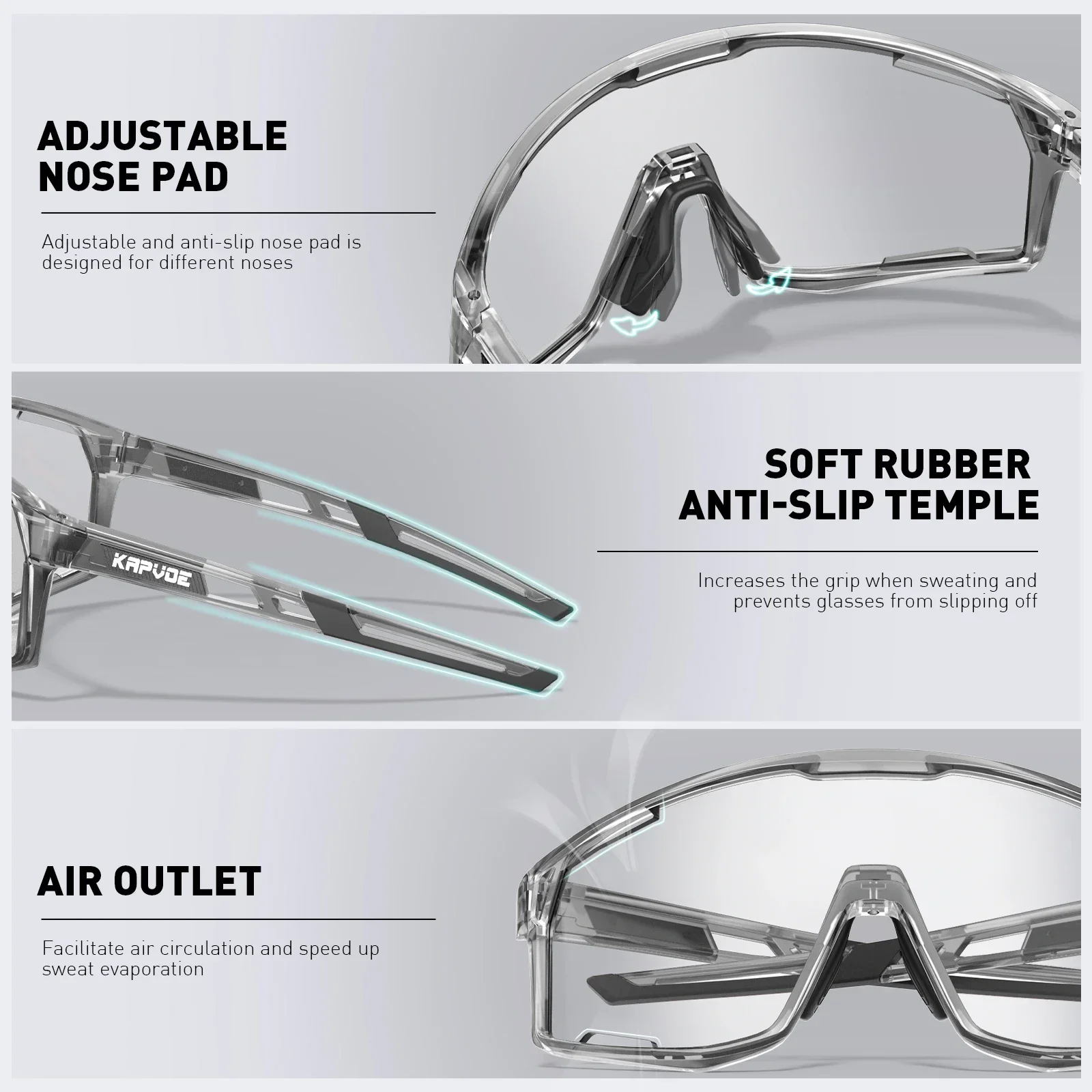 Kapvoe الملونة النظارات الشمسية اللونية للرجال دورة نظارات امرأة الطريق دراجة دراجة نظارات نظارات شمسية نظارات الجبلية UV400