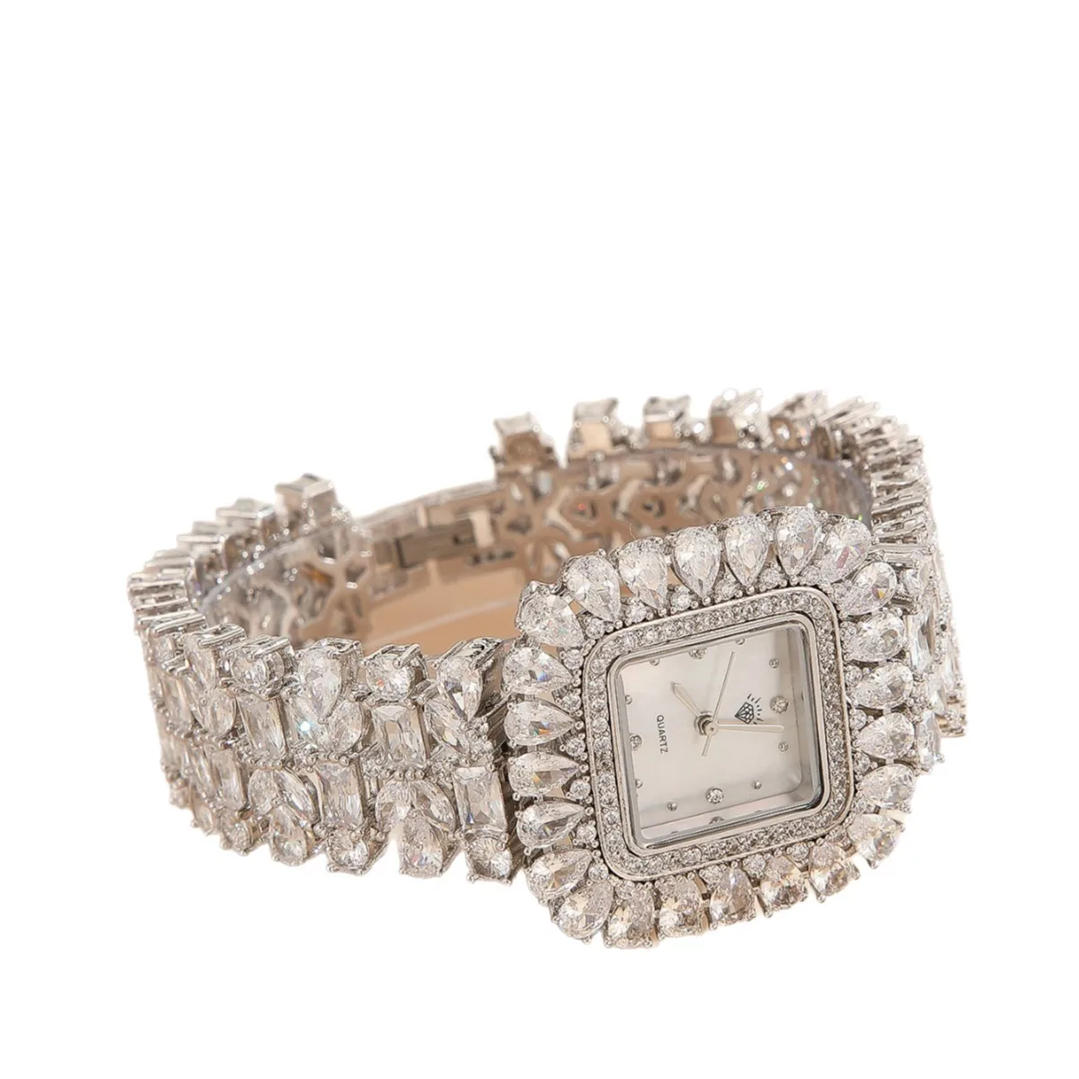 

Diamond-encrusted square watch, zircon long strap women's quartz watch