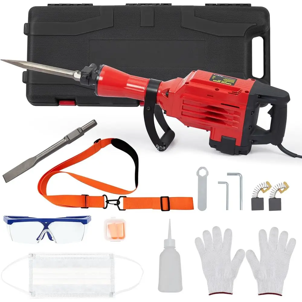 

2-Piece Heavy-Duty Electric Demolition Hammer Kit with Bits for Concrete Breaking