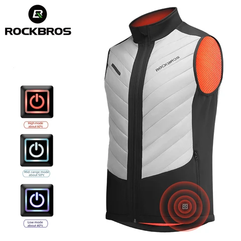Rockbros colete aquecido usb jaqueta aquecida roupas térmicas caça ciclismo usb colete de aquecimento infravermelho lavável inverno quente