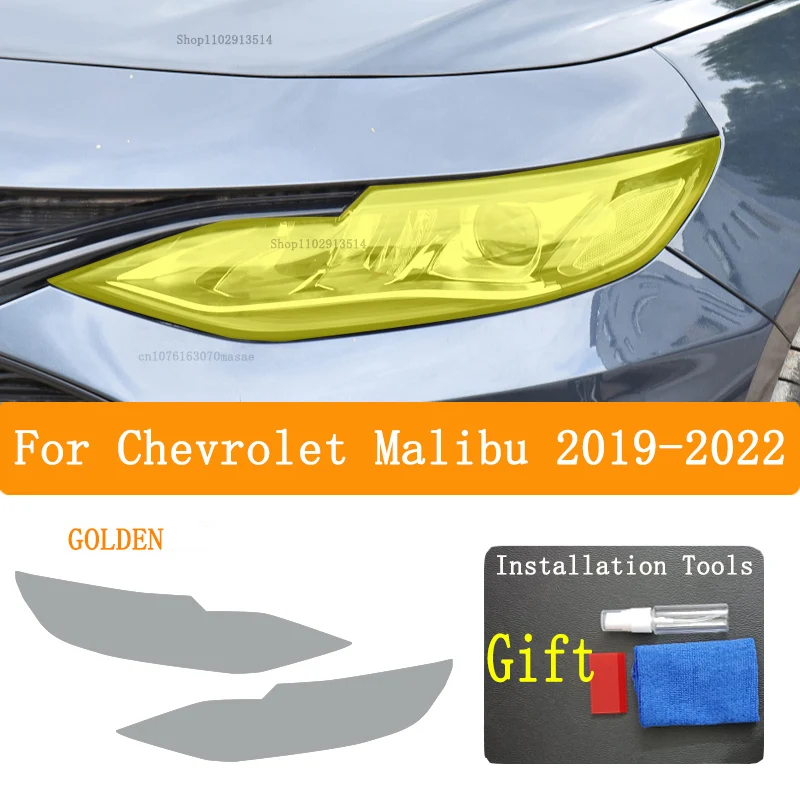 For Chevrolet Malibu 2019-2022 Car Headlight Protective Film Vinyl Restoration Transparent Black TPU Sticker