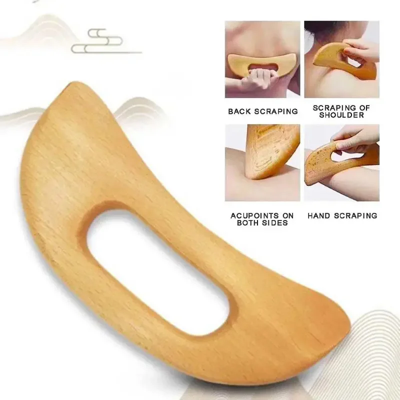 1 PCS Wooden Gua Sha Tool Wooden Massager Gua Sha Board Massage Treatment Back Legs Arms Shoulder Neck Limbs Armpit Back