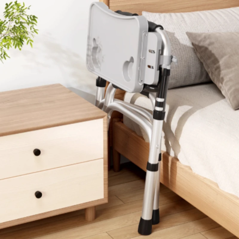 Aluminium Alloy Walking Stick with Seat Elderly Folding Walker with Meal Plate for Hospital Home Lightweight Walkers for Elderly