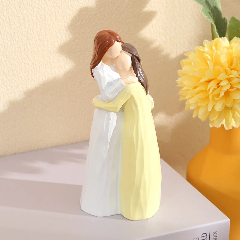 

Mother and Daughter Resin Figurines Simple Home Decoration Family Series Statue Crafts Desktop Ornament Holiday Anniversary Gift