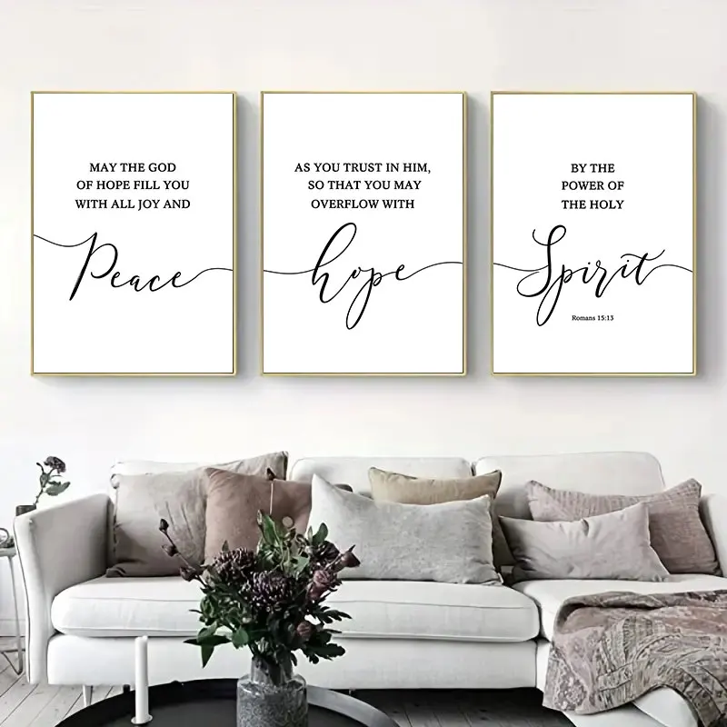 Black White Simple Bible Quotes Canvas Poster Modern Wall Decorative Painting for Living Room Bedroom Home Decor Art Picture