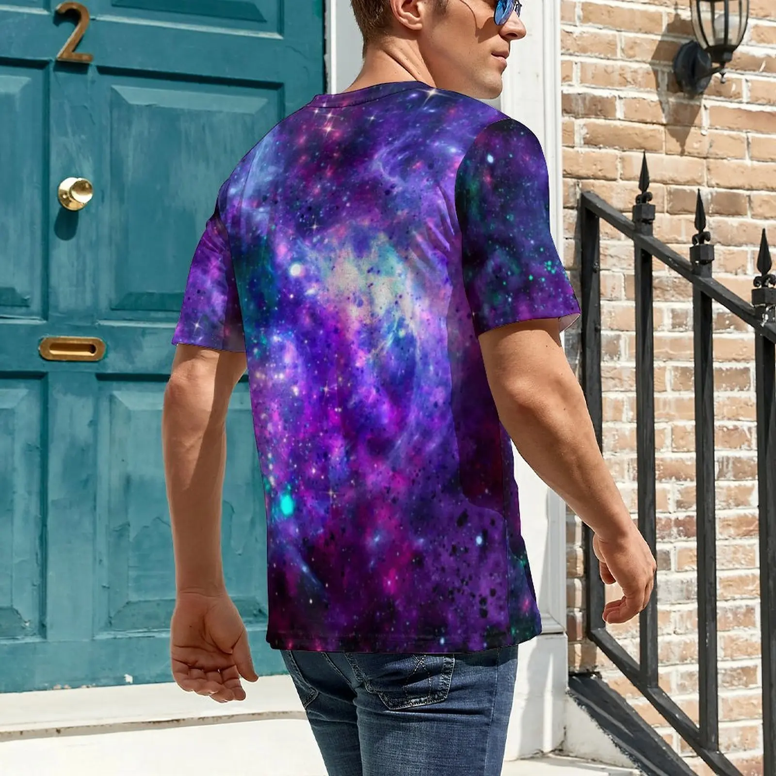 Fantasy Galaxy T Shirt Man Cosmic Space Purple Teal Pink Graphic O Neck T Shirts Fashion Clothes Short Sleeve Oversize Tee Shirt