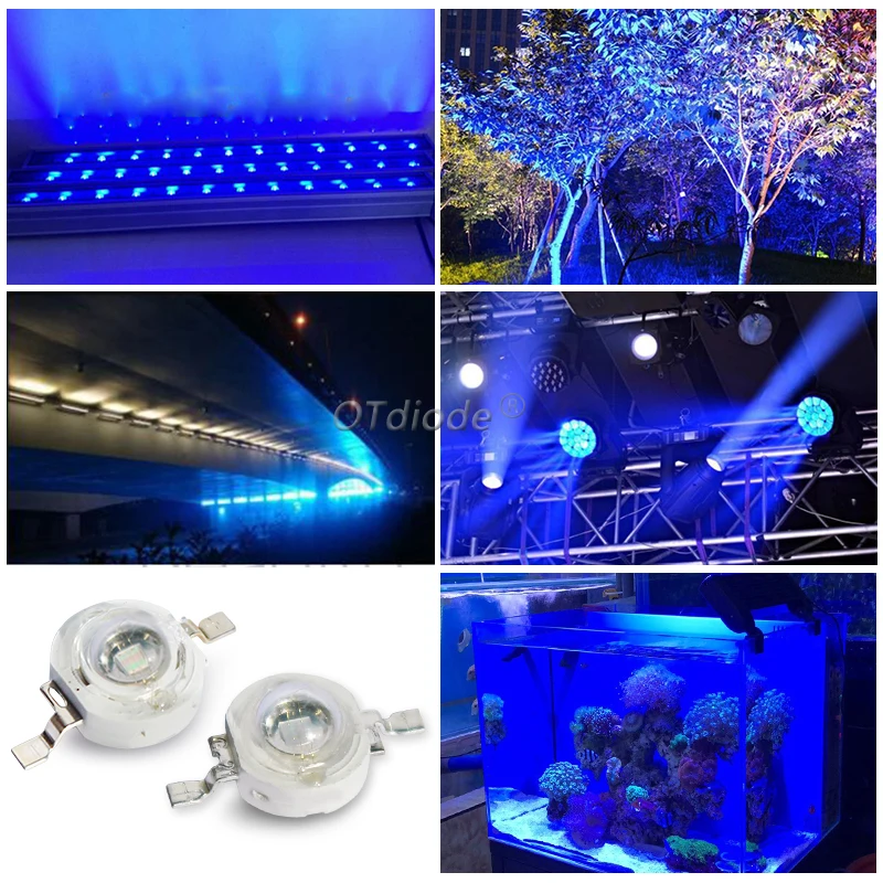 Diode LED bleue haute puissance, 3W, puce royale, 440nm, 450nm, 460nm, 465nm, 45mil, culture de plantes, bricolage, lumière, poisson, précieux,