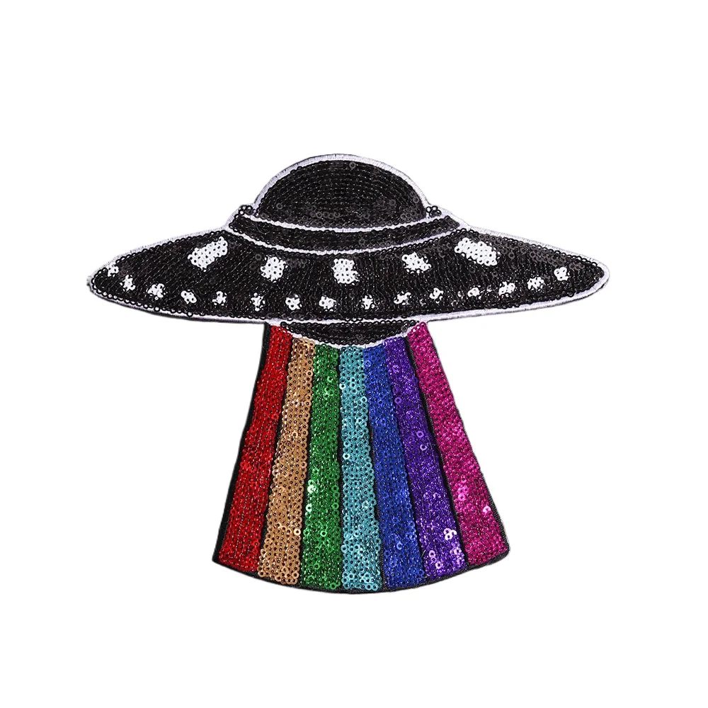 UFO Sequin patch Fashion Coat patches Clothing Accessories sweater decoration Skull and Dog Large Decal