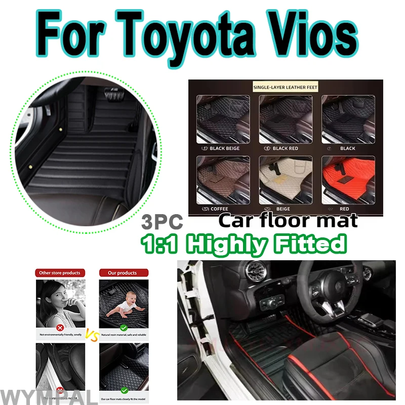 

Luxury Leather Car Mats For Toyota Vios Yaris sedan ATIV Limo XP150 2013~2022 Carpet Rugs Mat Floor Pad Set Car mats Waterproof
