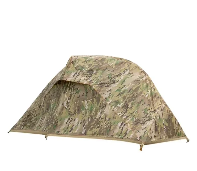 Single person tent outdoor camping tent rainproof and sunproof thickened tactical camouflage park tent