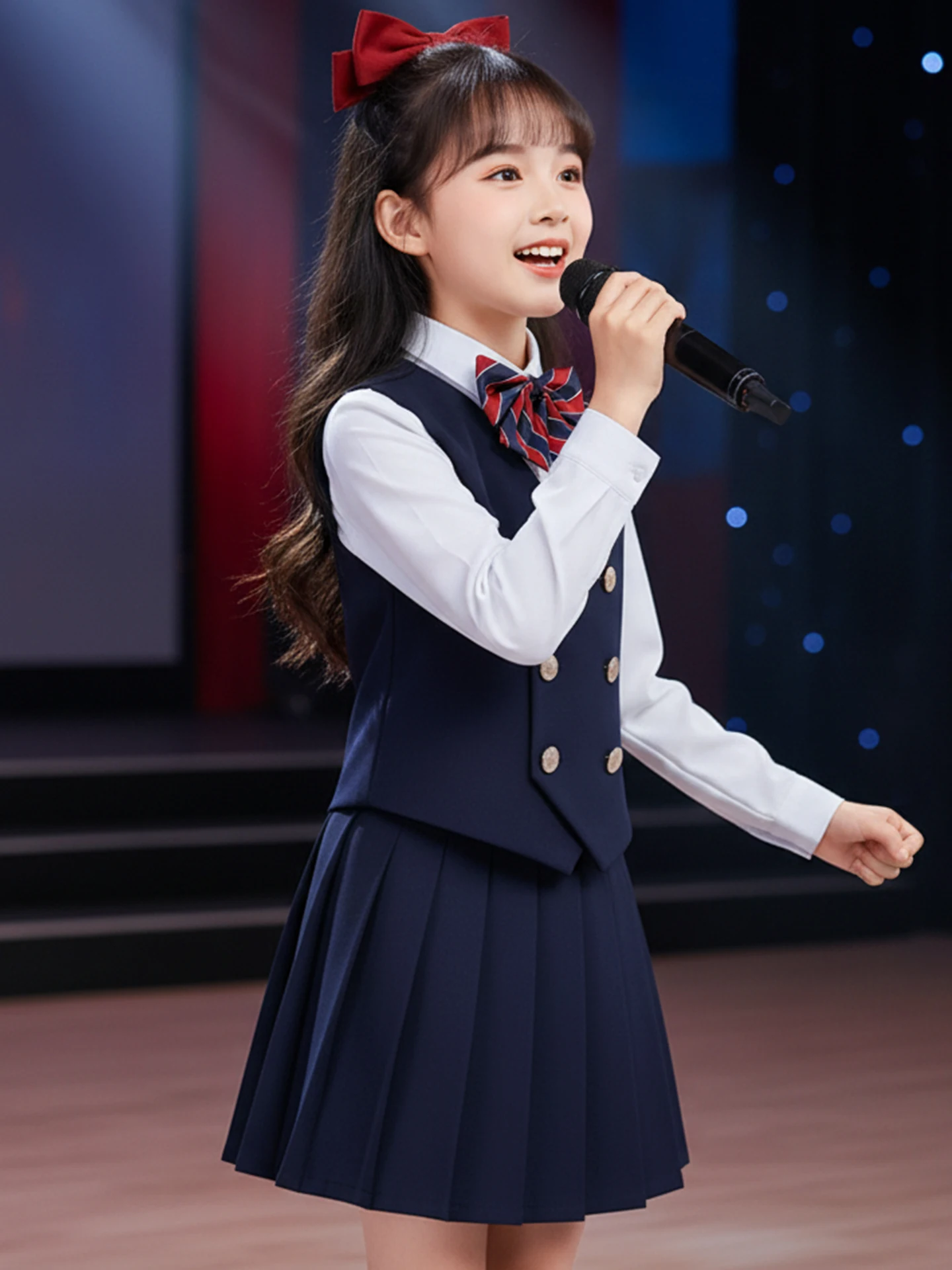 

Детская сценическая одежда для выступлений, хоровых и конкурных выступлений, для ведущих на 1 июня, для церемоний и речей, костюм для девочек-школьниц