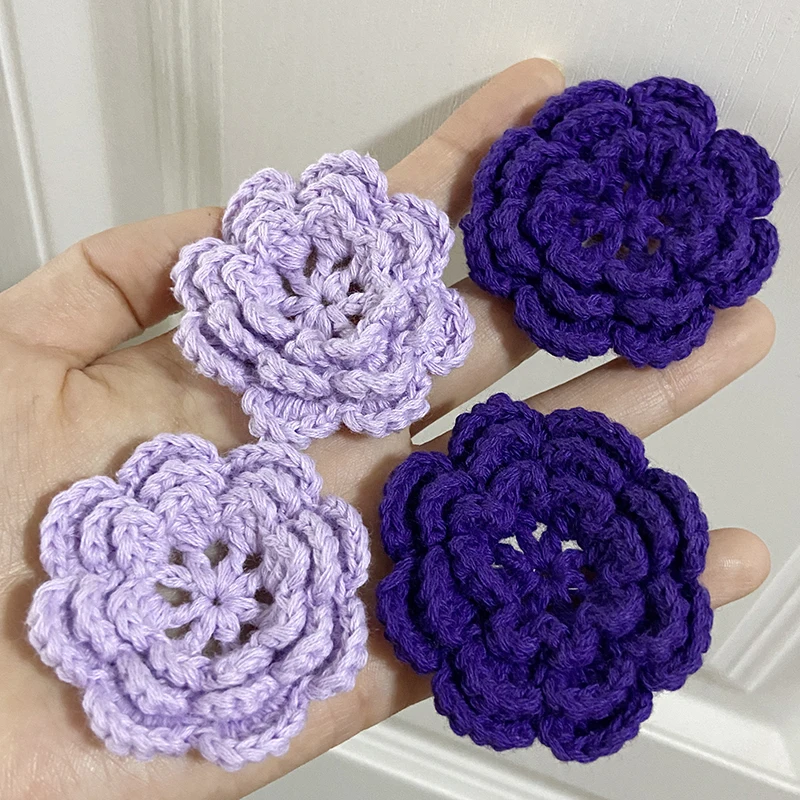 2PCS Crocheted Cotton Knitting Three Layers Flower Lace Hat Clothing DIY Craft Apparel Accessories 5.5cm украшение для вязания