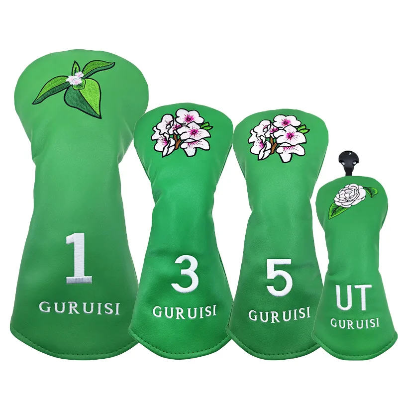 

Elegant design Wood Club Head Cover - Leather Floral Embroidery with Double Protection Layer