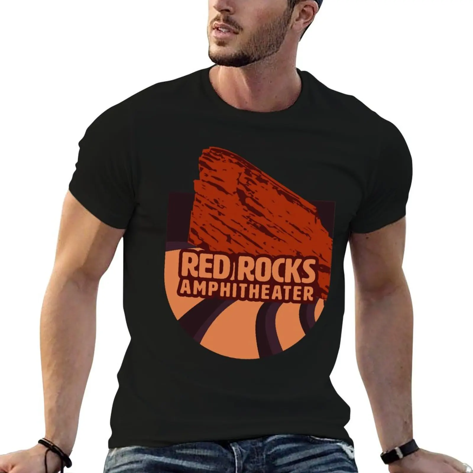 

t rocks man shirt 100% men amphitheater t shirts cotton T-Shirt t luxury funny shirt dark humor Red
