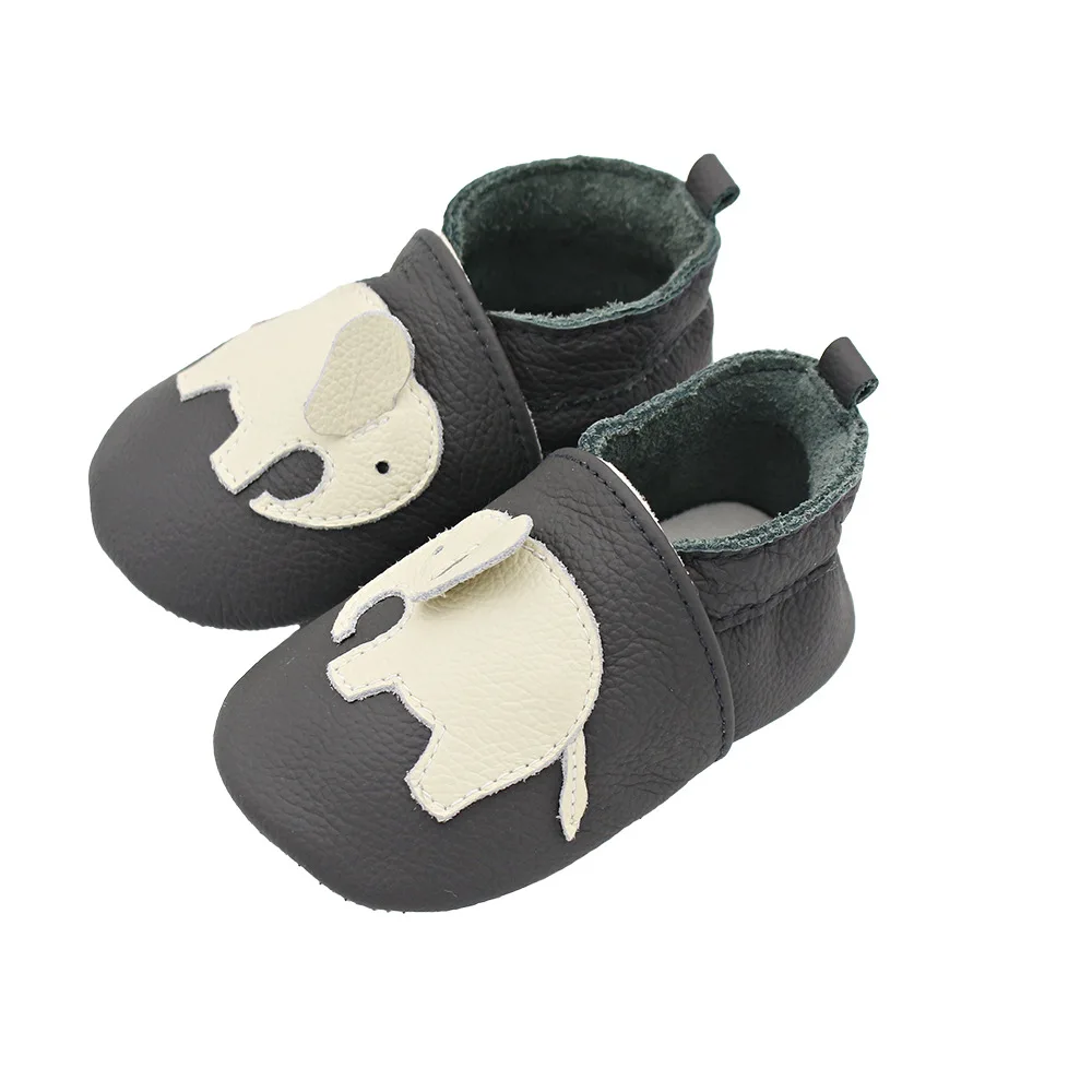 Zapatos de cuero de vaca para bebé, botines de Interior para recién nacido, primeros pasos, de animales de dibujos animados