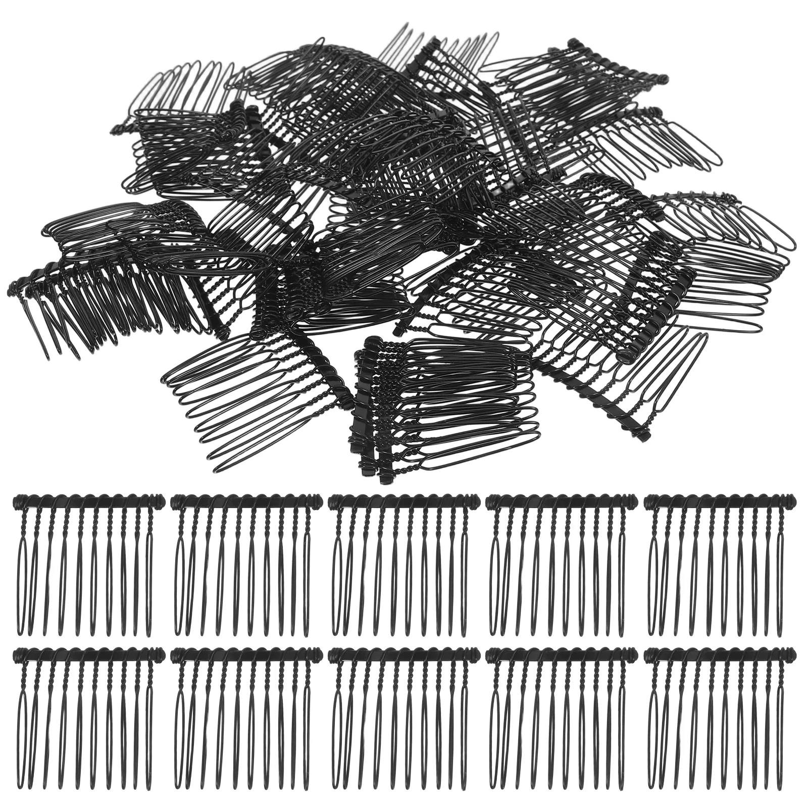 

50Pcs Elegant Bridal Hair Comb 10 Teeth Metal Wire Crown Style Wedding Accessory for Updos Women Fine Hair Veil Clip