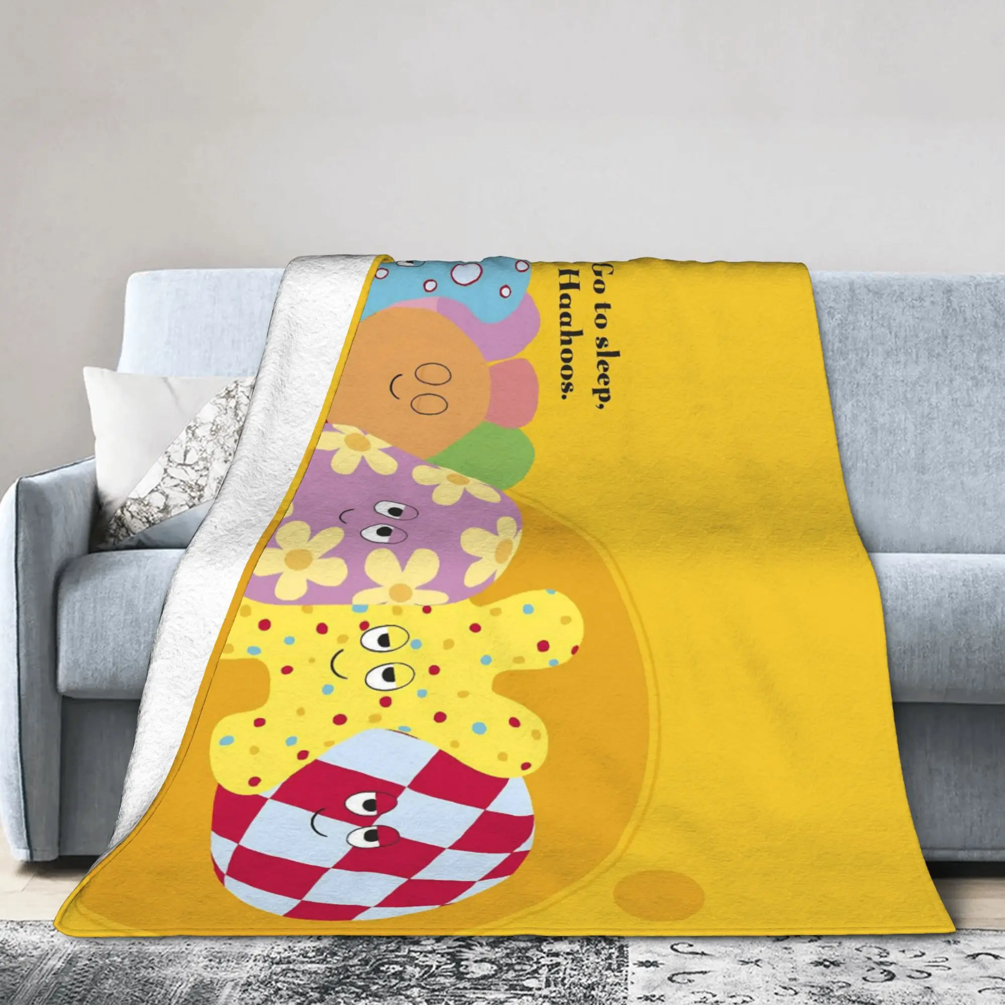 Night Haahoos Gardens Cute Funny Blankets Flannel Nostalgic Cartoon Ultra-Soft Throw Blankets for Sofa Couch Car Portable