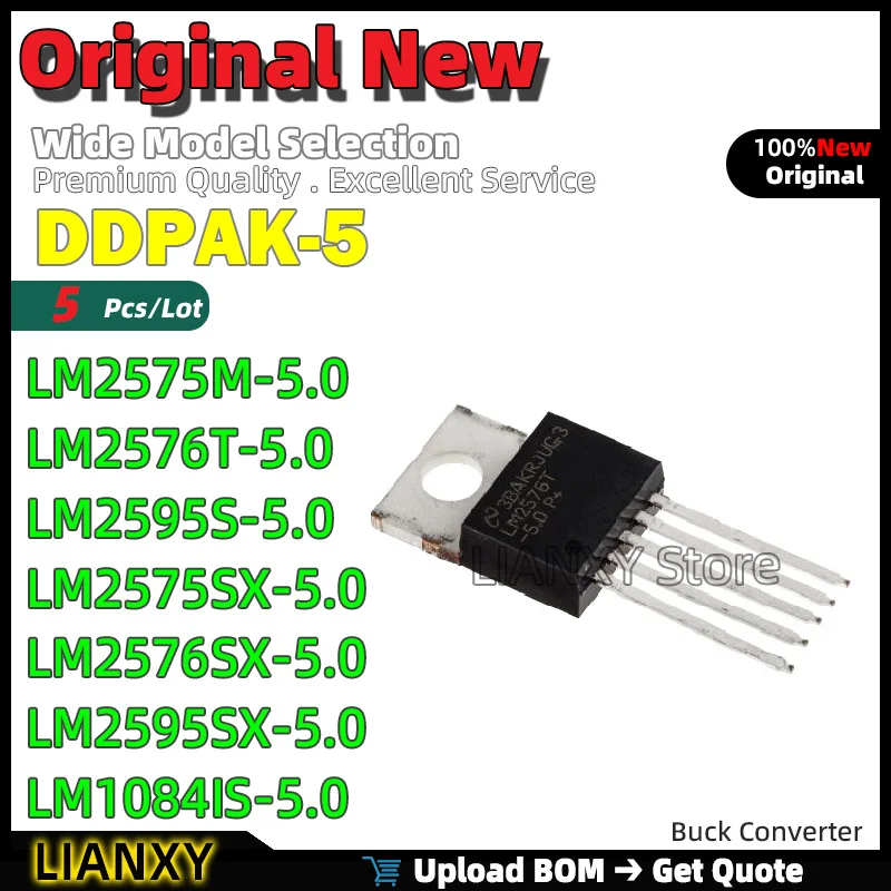 5pcs DDPAK-5 LM2575M-5.0 LM2576T-5.0 LM2595S-5.0 LM2575SX-5.0 LM2576SX-5.0 LM2595SX-5.0 LM1084IS-5.0 LM2575HVT-5.0