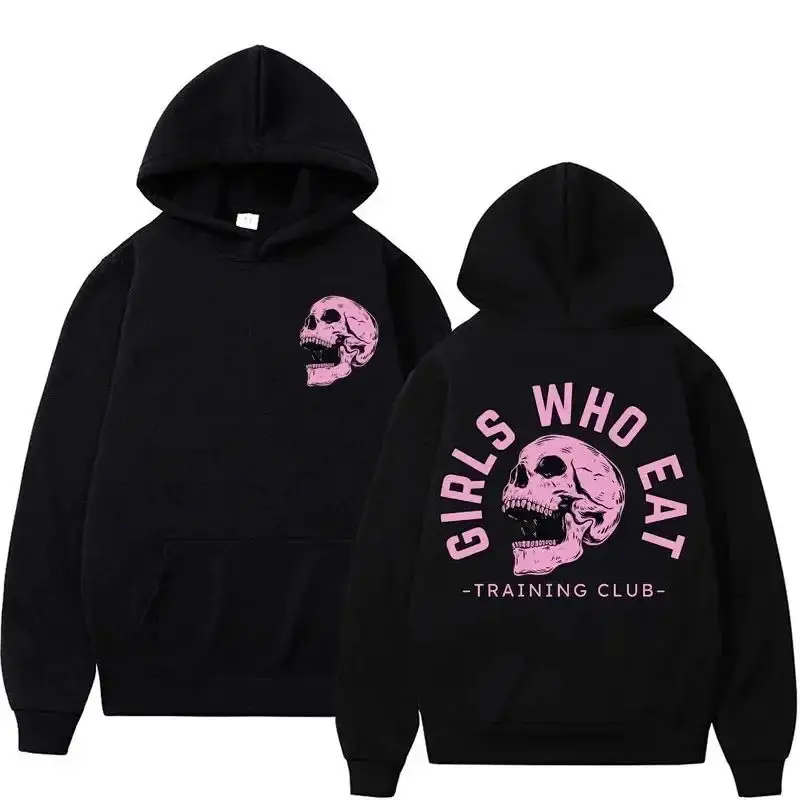 

Eating oversized gym hoodies girls men women funny 2k skull meme print sweatshirts fashion gothic hoodies Harajuku streetwear