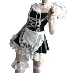 Anime Maid Dress Women Sexy Cosplay Lingerie Costumes Servant Apron With Panties set Uniform Lolita Exotic Clothing