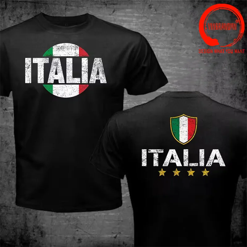 Vintage Distressed Italy Italia Italian Flag T-Shirt Short Sleeve Tee Shirt 100%Cotton T Shirt Men Stylish Fashion Casual Tshirt