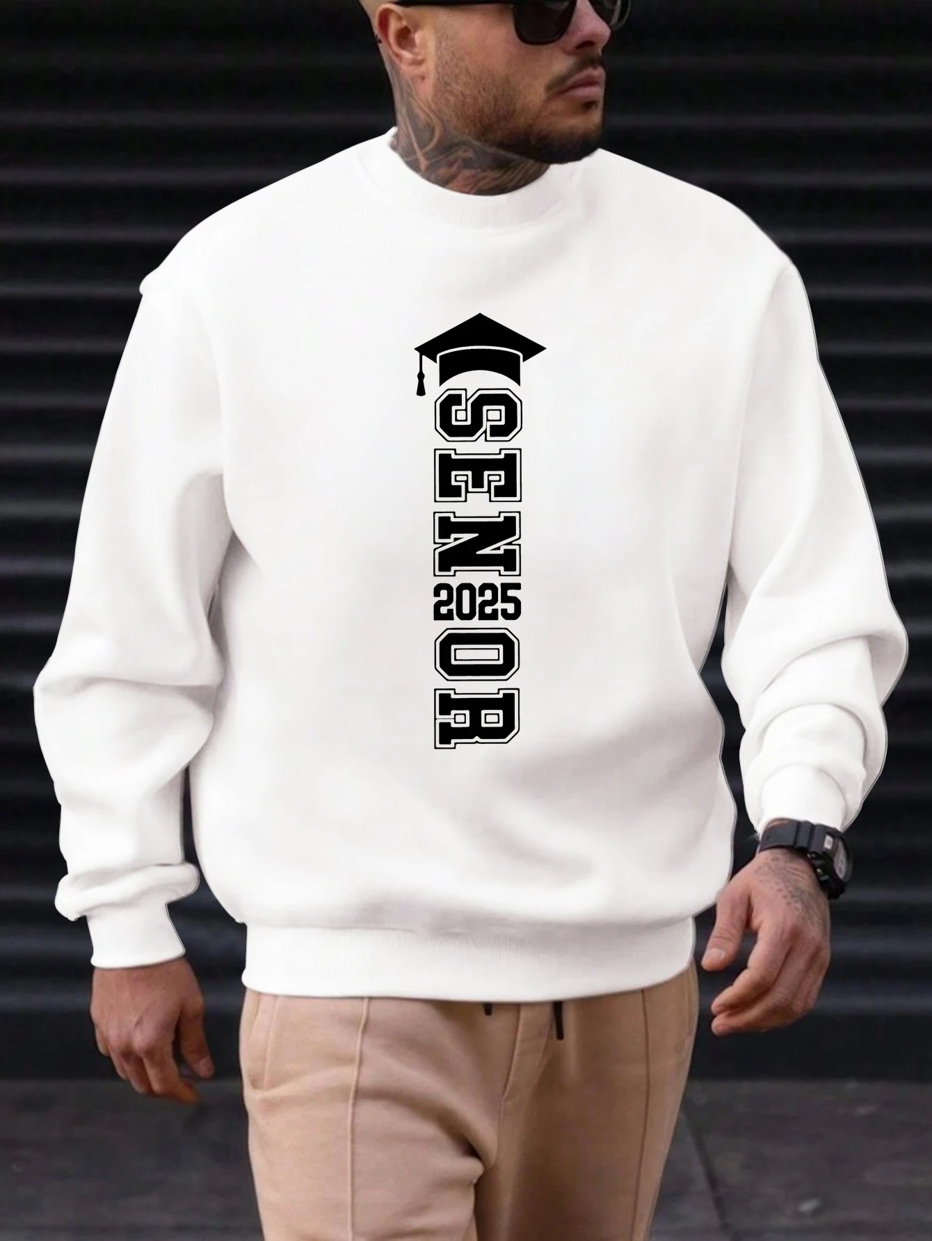 

Men's Cotton Crewneck Sweatshirt SENOR 2025 Graphic Print 2025 New Trending Fashion Casual High Quality Top Clothing